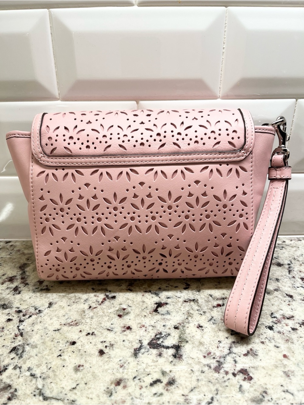 Coach Taylor Pink Leather Eyelet Flap Clutch EUC - Picture 5 of 12